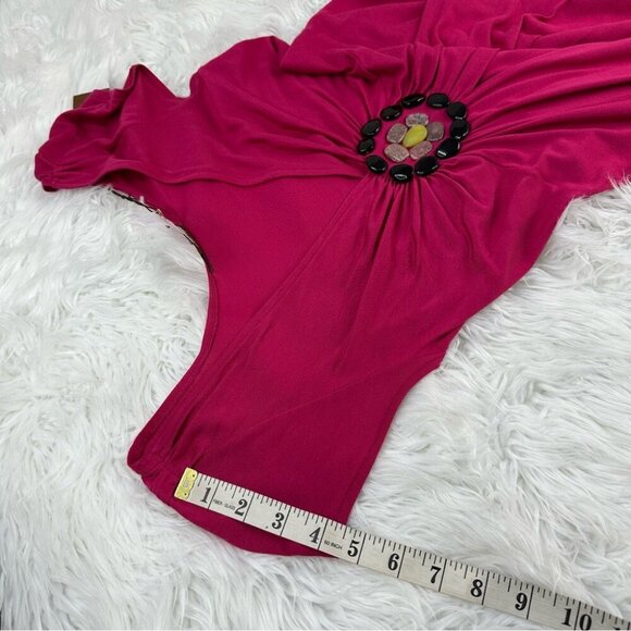 Prairie New York‎ NWT Rose Pink Y2K Gemstone Modal V-Neck Modal MIDI Dress M/C30 - Picture 14 of 14